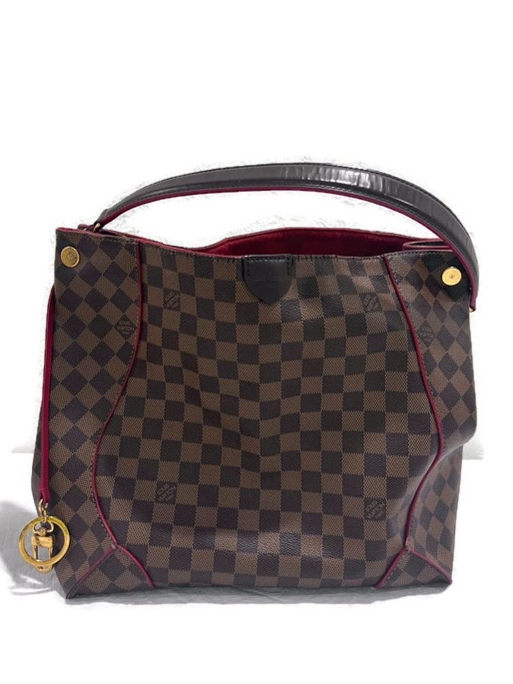 Louis Vuitton Caissa Hobo Brown Damier Cerise Ebene Bag Purse Open *Cracks